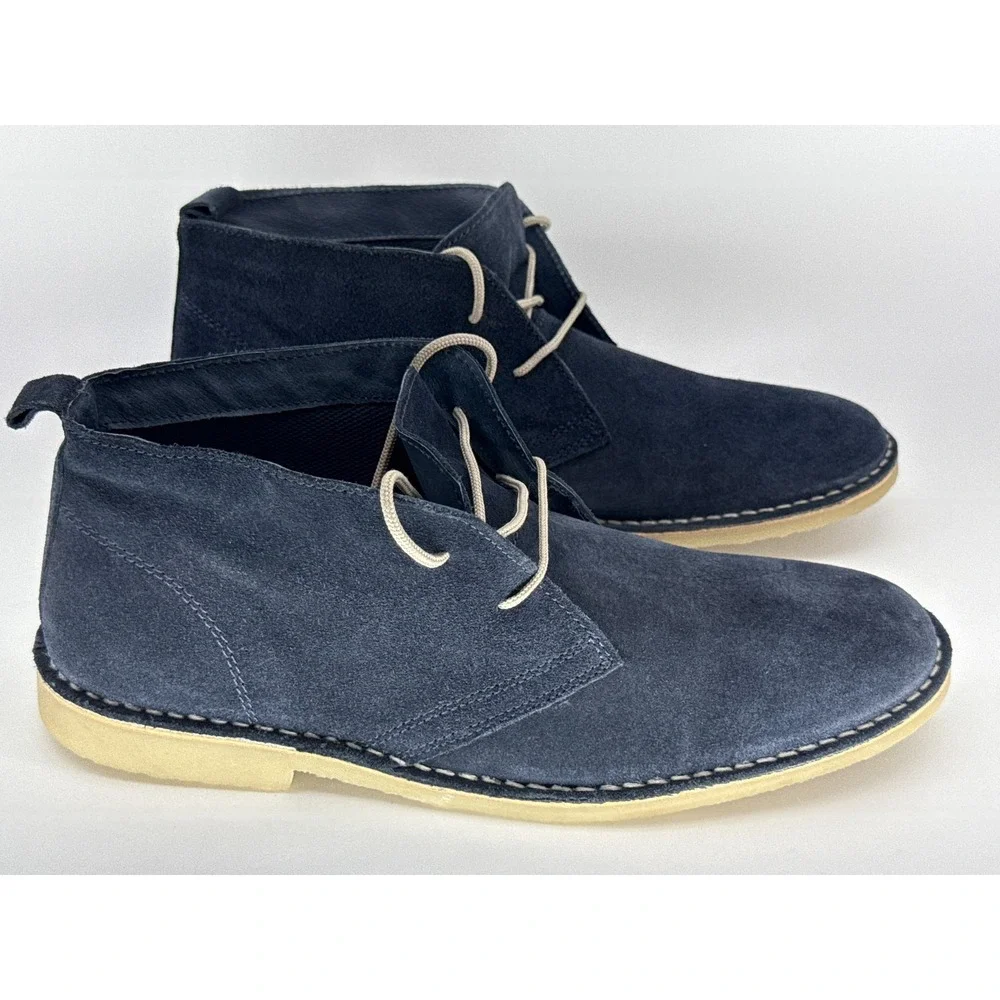 Kurt Geiger Chukka Boots Mens 45 Navy Suede Lace Up Ankle Dress Stylish Genuine